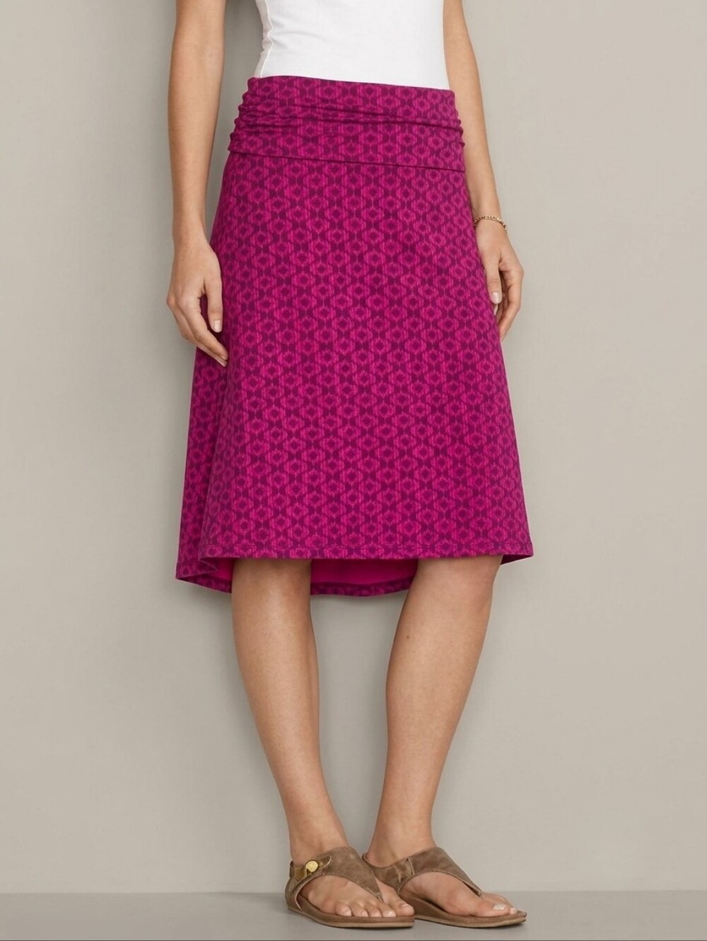 EDDIE BAUER Travex Patterned Midi Skirt Plus Size XXL Magenta Julia Orchid NWT